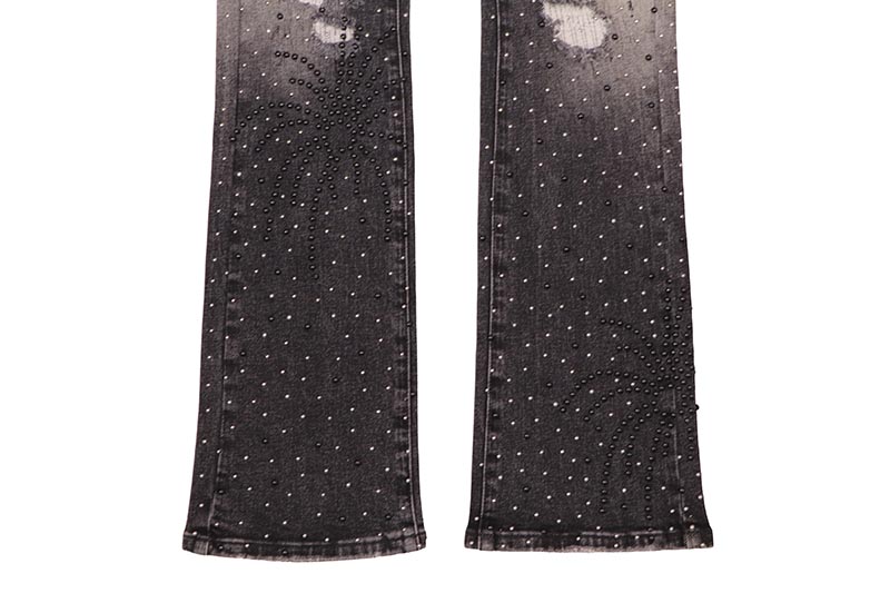 VICIOUS RHINESTONE STACKED JEAN (VC1005:BLACK)