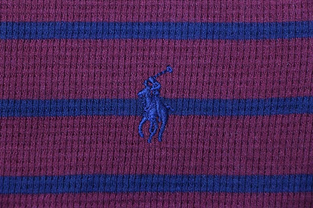 POLO RALPH LAUREN BORDER L/S THERMAL(BURGUNDY×NAVY)