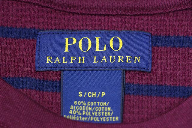POLO RALPH LAUREN BORDER L/S THERMAL(BURGUNDY×NAVY)