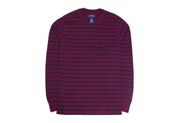 POLO RALPH LAUREN BORDER L/S THERMAL(BURGUNDY×NAVY)