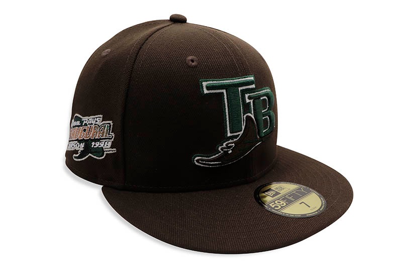NEW ERA TAMPA BAY DEVIL RAYS 59FIFTY FITTED CAP (1998 INAUGURAL SEASON CUSTOM SIDE PATCH/DARK GREEN UNDER VISOR/WALNUT)