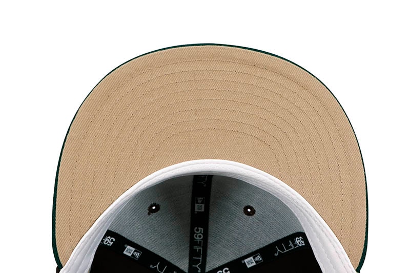 NEW ERA MILWAUKEE BREWERS 59FIFTY FITTED CAP (50TH ANNIVERSARY CUSTOM SIDE PATCH/SAND UNDER VISOR/WALNUT DARK GREEN)