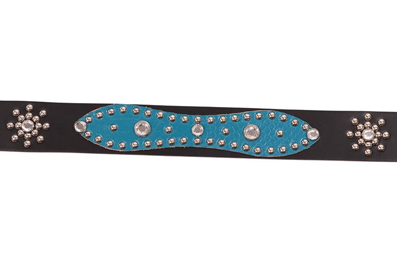 RAISE8 APPAREL STUDS LEATHER BELT (170B-2512:BLACK/TURQUOISE)