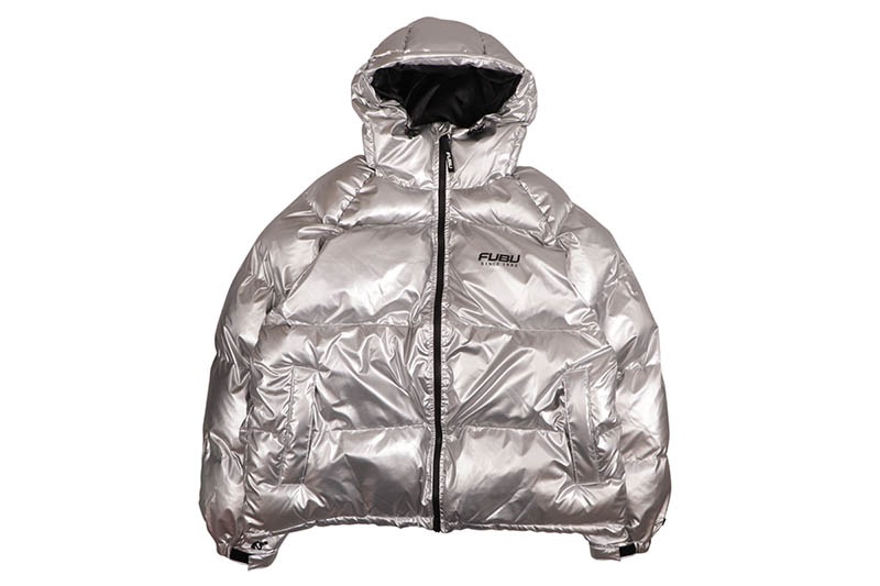 FUBU NYLON PUFFER HOODED JACKET (FAM-52305:SILVER)