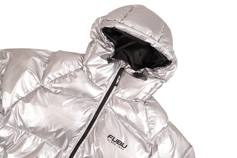 FUBU NYLON PUFFER HOODED JACKET (FAM-52305:SILVER)