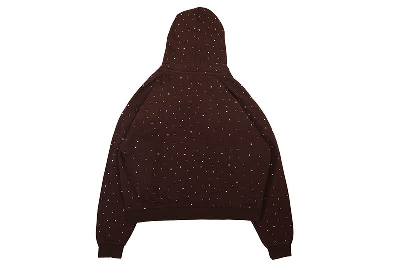 FIRST ROW ALLOVER RHINE STONE PULLOVER HOODIE (FRF2200:DARK BROWN)