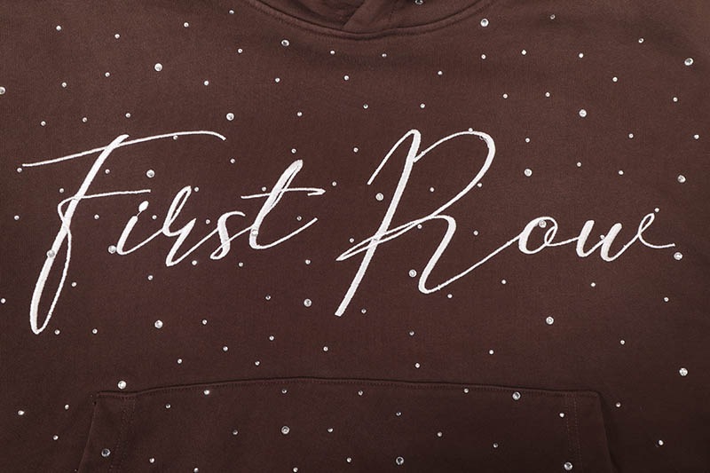 FIRST ROW ALLOVER RHINE STONE PULLOVER HOODIE (FRF2200:DARK BROWN)