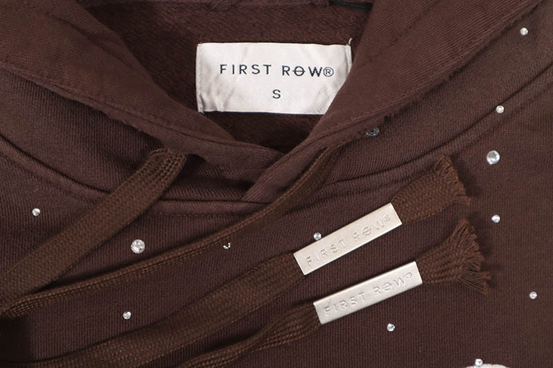 FIRST ROW ALLOVER RHINE STONE PULLOVER HOODIE (FRF2200:DARK BROWN)