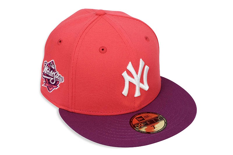 NEW ERA NEW YORK YANKEES 59FIFTY FITTED CAP (1999 WORLD SERIES CUSTOM SIDE PATCH/GREY UNDER VISOR/LAVA RED SPARKLING GRAPE)