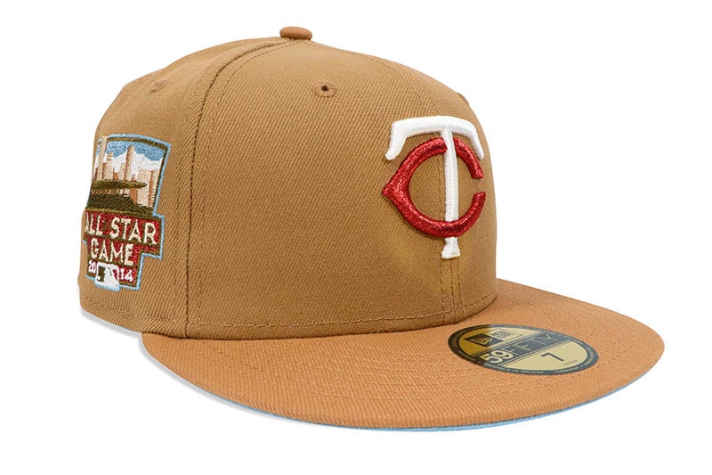 NEW ERA MINNESOTA TWINS 59FIFTY FITTED CAP (2014 ALL STAR GAME CUSTOM SIDE PATCH/SKY BLUE UNDER VISOR/LIGHT BRONZE)