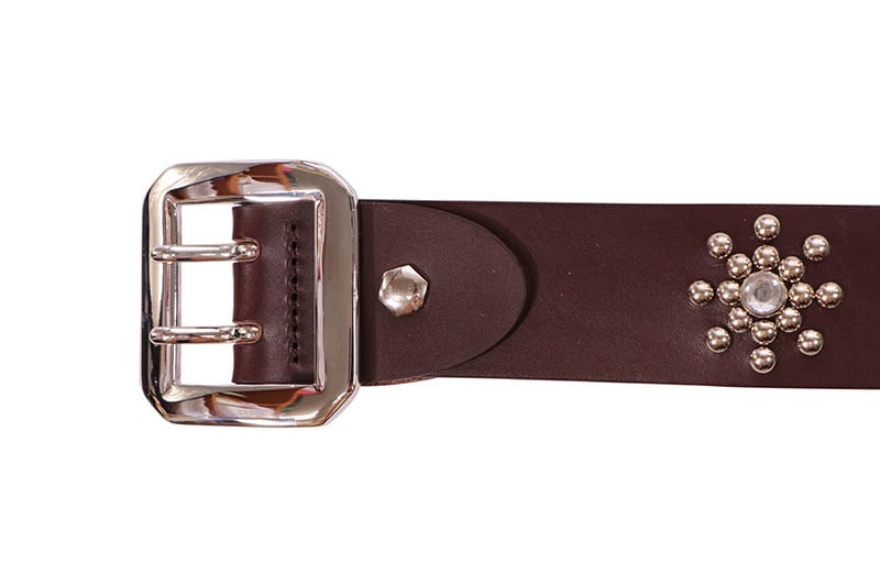 カナダ製レッドオークのカントリーチェアA ラダーバックスタイル RAISE8 APPAREL STUDS LEATHER BELT (170B-2512:BROWN/CAMEL