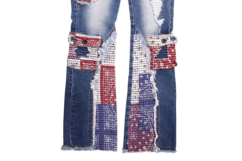 BKYS PAISLEY STACKED FIT JEAN (P238:M.BLUE)