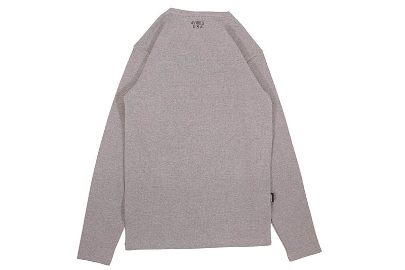 AVIREX DAILY RIB L/S CREW NECK T-SHIRT (783-4930019-020:GRAY) 6153481-014