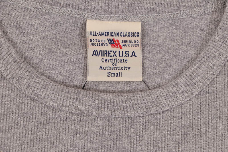 AVIREX DAILY RIB L/S CREW NECK T-SHIRT (783-4930019-020:GRAY) 6153481-014
