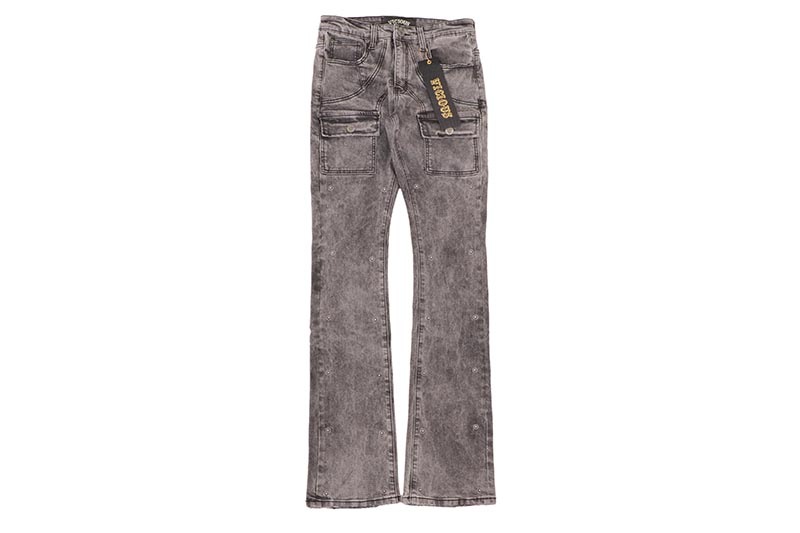 VICIOUS DOUBLE KNEE STACKED JEAN (VC681R:GREY)