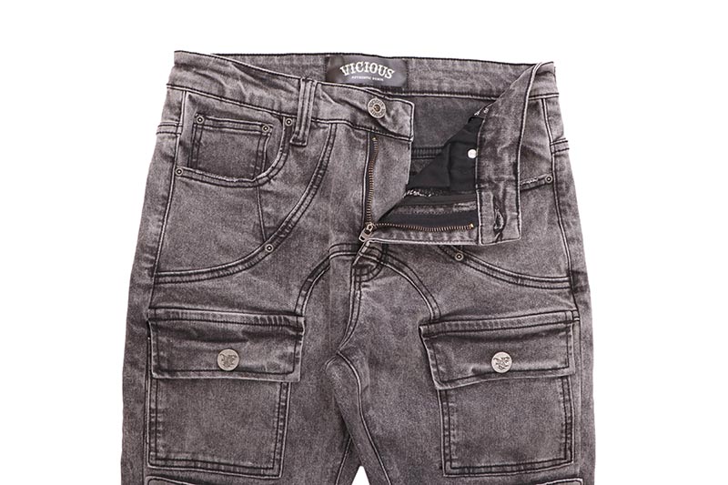 VICIOUS DOUBLE KNEE STACKED JEAN (VC681R:GREY)