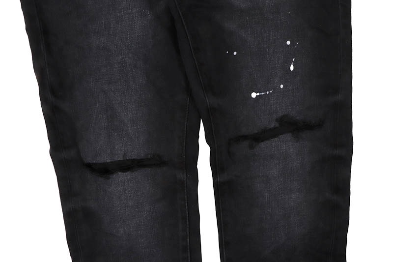 PURPLE BRAND LOW RISE SKINNY JEAN (P001-BRKS122:BLACK RESIN KNEE SLIT)