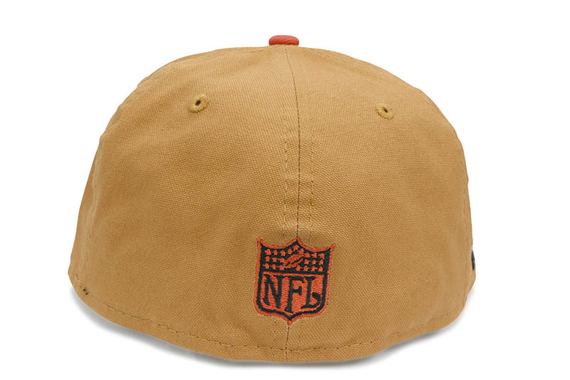 NEW ERA TURKEY BOWL NEW YORK JETS 59FIFTY FITTED CAP (1969 SUPER BOWL CUSTOM SIDE PATCH/GREY UNDER VISOR/KHAKI ORANGE)
