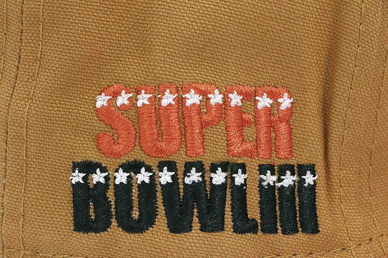 NEW ERA TURKEY BOWL NEW YORK JETS 59FIFTY FITTED CAP (1969 SUPER BOWL CUSTOM SIDE PATCH/GREY UNDER VISOR/KHAKI ORANGE)