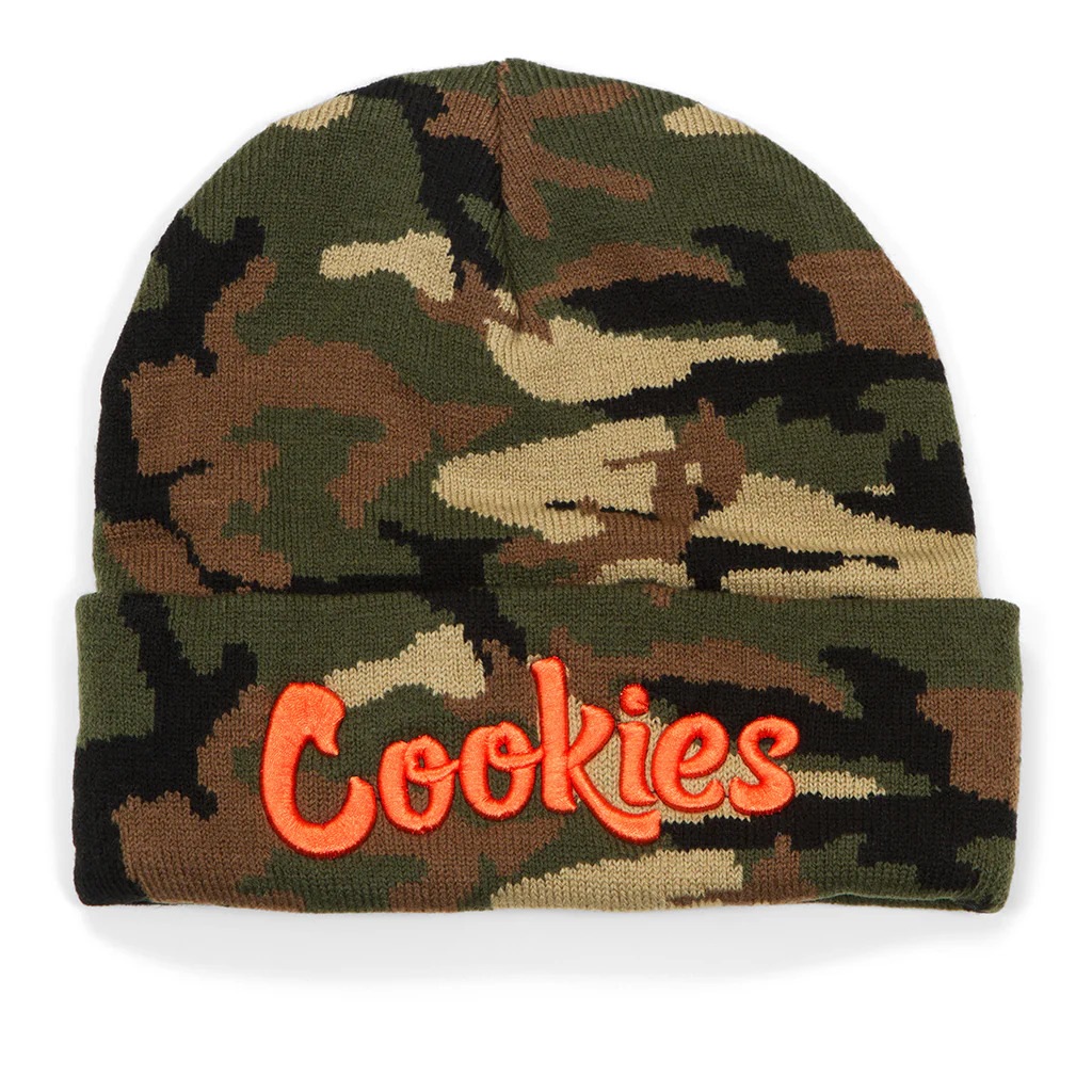 COOKIES ORIGINAL LOGO EMBROIDERED BEANIE (CAMO/ORANGE) CM232XKB01