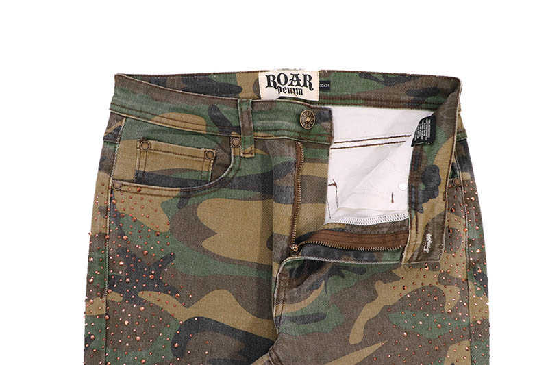 ROAR DENIM BRONZE RHINESTONE STACKED FIT JEAN (G52-680:WOODLAND
