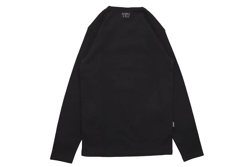 AVIREX DAILY RIB L/S CREW NECK T-SHIRT (783-4930019-010:BLACK) 6153481-009