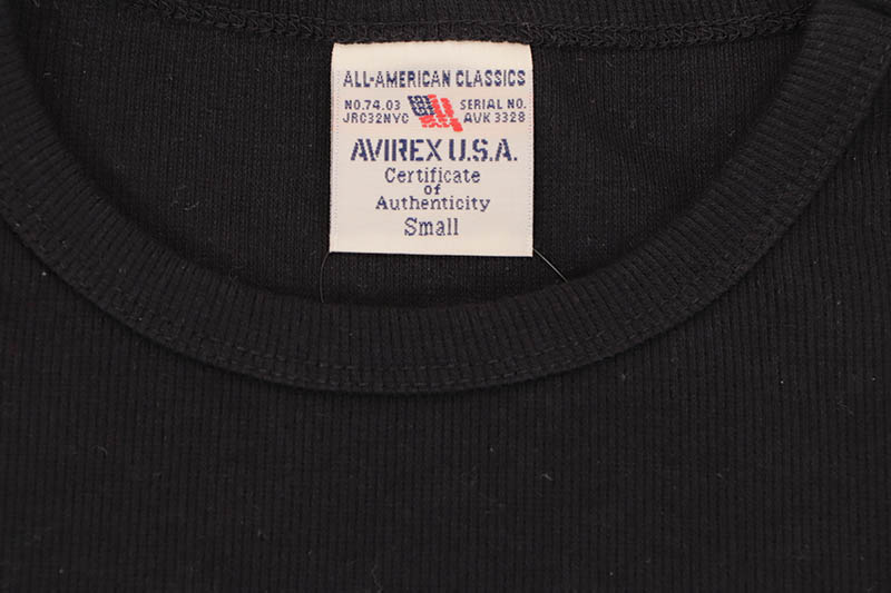 AVIREX DAILY RIB L/S CREW NECK T-SHIRT (783-4930019-010:BLACK) 6153481-009