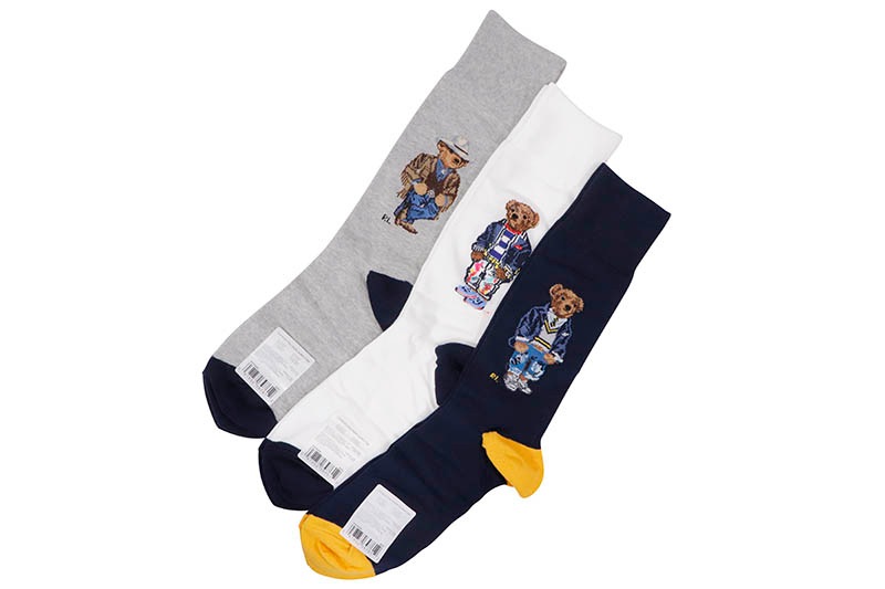 POLO RALPH LAUREN ASSORTED BEARS TROUSER SOCKS 3-PACK (899988BX:ASSORT)