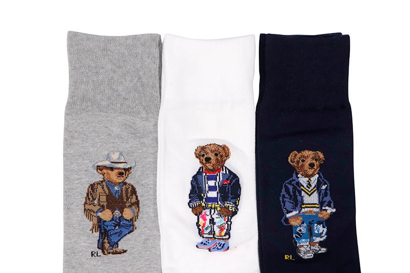 POLO RALPH LAUREN ASSORTED BEARS TROUSER SOCKS 3-PACK (899988BX:ASSORT)