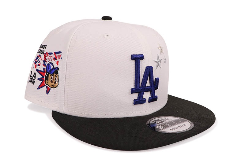 NEW ERA LOS ANGELES DODGERS 9FIFTY SNAPBACK CAP (SHOHEI OHTANI SIDE PATCH/GREY UNDER VISOR/WHITE BLACK)