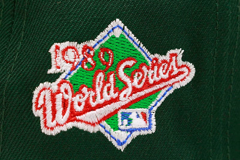 NEW ERA OAKLAND ATHLETICS 59FIFTY FITTED CAP (1989 WORLD SERIES SIDE PATCH/GREY UNDER VISOR/DARK GREEN)