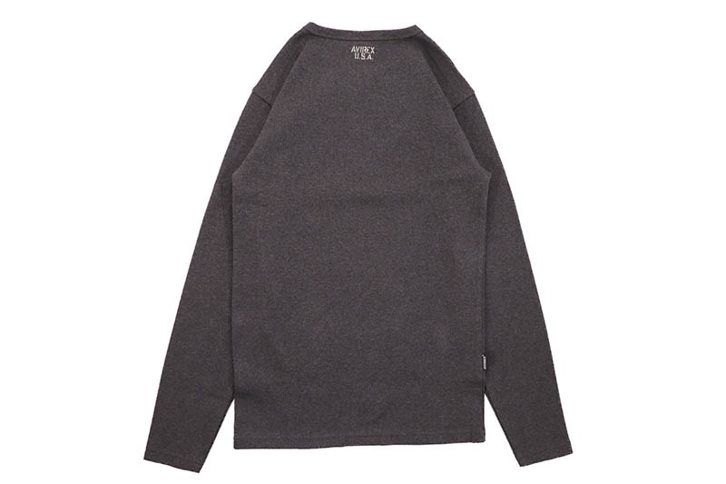 AVIREX DAILY RIB L/S CREW NECK T-SHIRT (783-4930019-410:CHARCOAL) 6153481-019