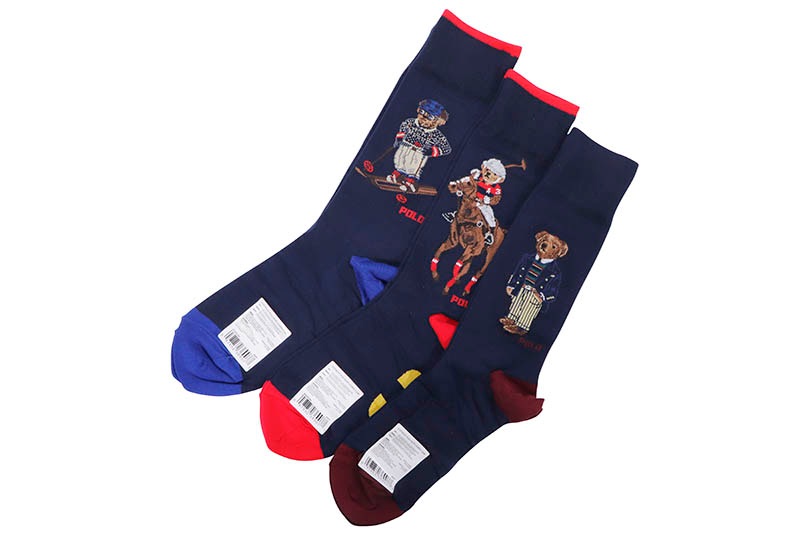 POLO RALPH LAUREN ASSORTED BEARS TROUSER SOCKS 3-PACK (899987BX:ASSORT)