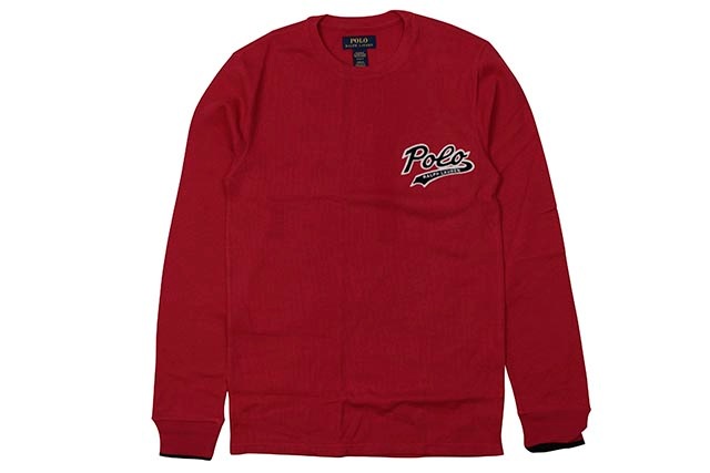 POLO RALPH LAUREN SCRIPT APPLIQUE WAFFLE-KNIT THERMAL SHIRT (PW16HF-QW0:RED)