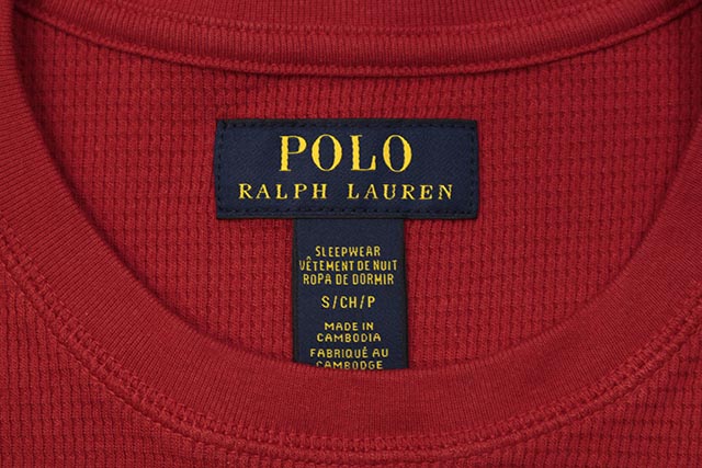 POLO RALPH LAUREN SCRIPT APPLIQUE WAFFLE-KNIT THERMAL SHIRT (PW16HF-QW0:RED)