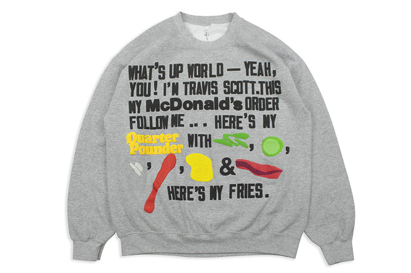 Travis Scott x McDonald's CPFM 4 CJ SCRIPT CREWNECK SWEATSHIRT (GREY)