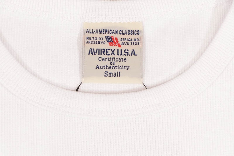 AVIREX DAILY RIB L/S CREW NECK T-SHIRT (783-4930019-030:WHITE) 6153481-001