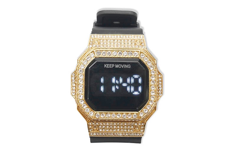 ICEY BLING-BLING SQUARE WATCH (YELLOW GOLD)