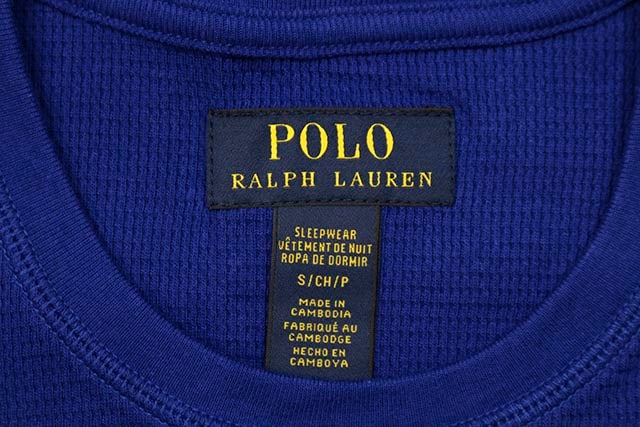 POLO RALPH LAUREN SCRIPT APPLIQUE WAFFLE-KNIT THERMAL SHIRT (PW16HF-NR2:BLUE)