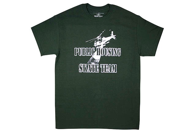 PUBLIC HOUSING SKATE TEAM HELICOPTER T-SHIRT (DARK GREEN)