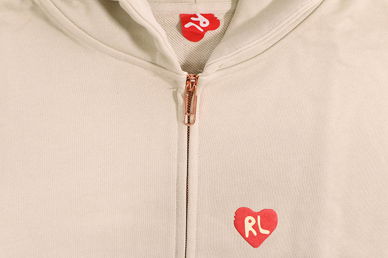 RED LETTERS NOT NY APPLIQU��� SCATTERED ZIP UP HOODIE (OAT)