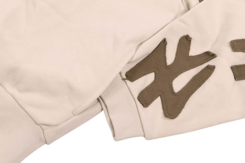 RED LETTERS NOT NY APPLIQU��� SCATTERED ZIP UP HOODIE (OAT)