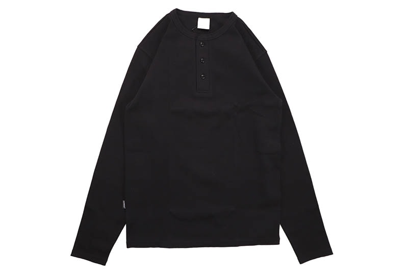 AVIREX DAILY RIB L/S HENLEY NECK T-SHIRT (783-4930020-010:BLACK) 6153482-009