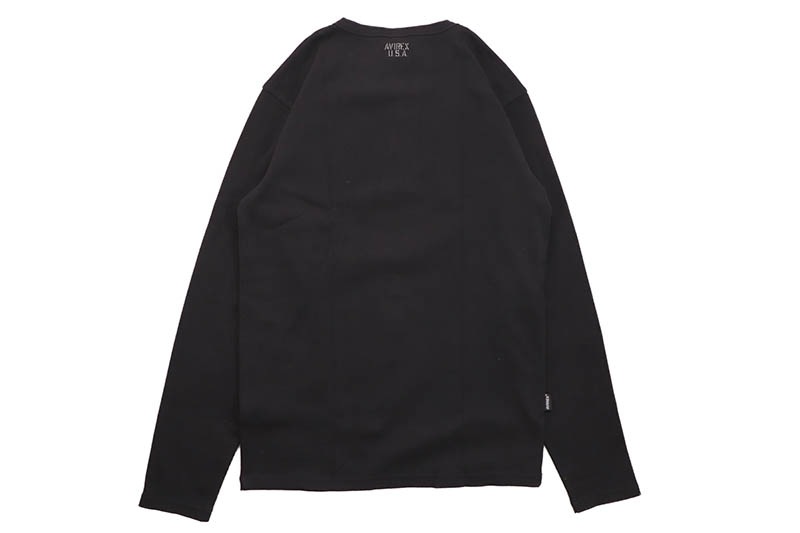 AVIREX DAILY RIB L/S HENLEY NECK T-SHIRT (783-4930020-010:BLACK) 6153482-009