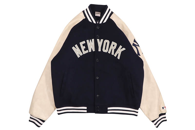 FANATICS NEW YORK YANKEES MLB STANDARD LOGO PU MELTON JACKET (ML2325FW0002:NAVY)