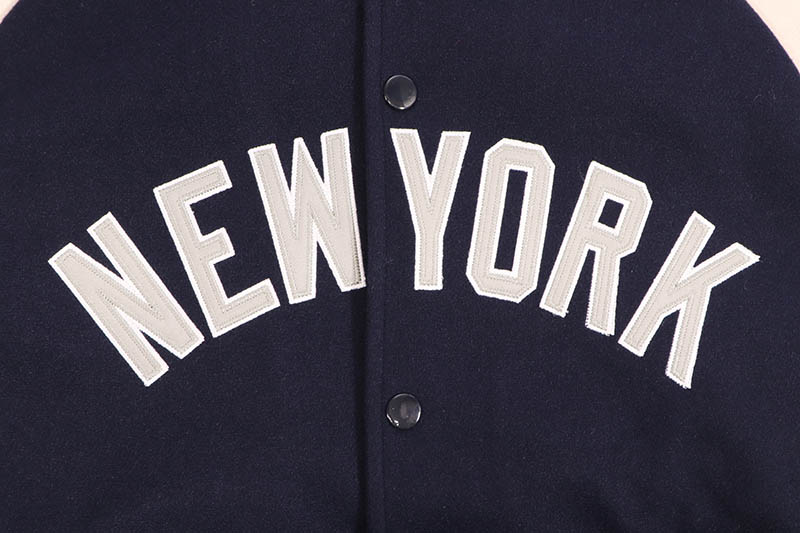 FANATICS NEW YORK YANKEES MLB STANDARD LOGO PU MELTON JACKET (ML2325FW0002:NAVY)