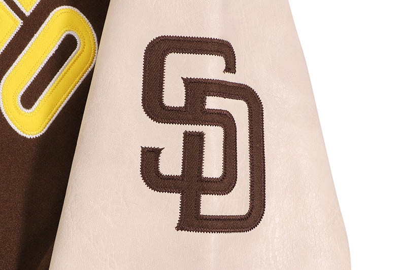 FANATICS SAN DIEGO PADRES MLB STANDARD LOGO PU MELTON JACKET (ML2325FW0002:BROWN)