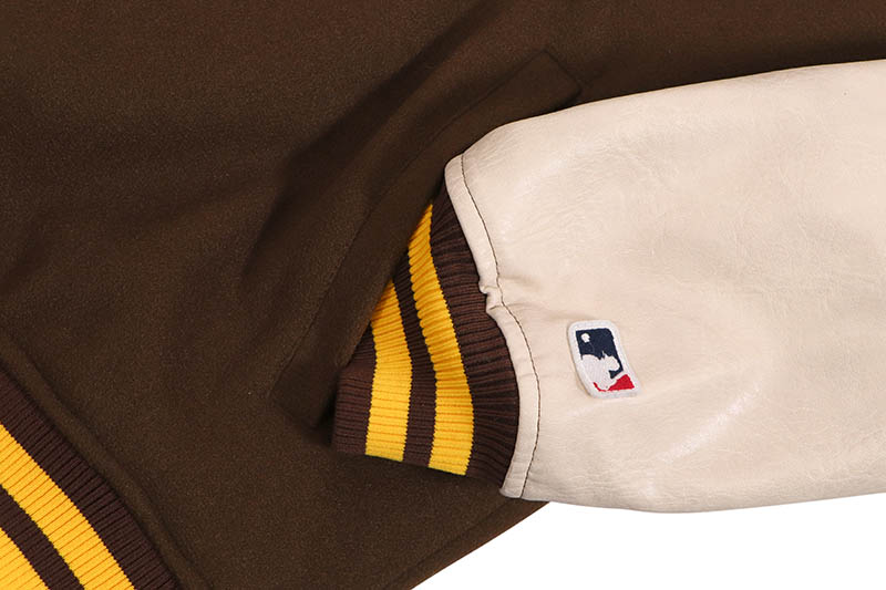 FANATICS SAN DIEGO PADRES MLB STANDARD LOGO PU MELTON JACKET (ML2325FW0002:BROWN)