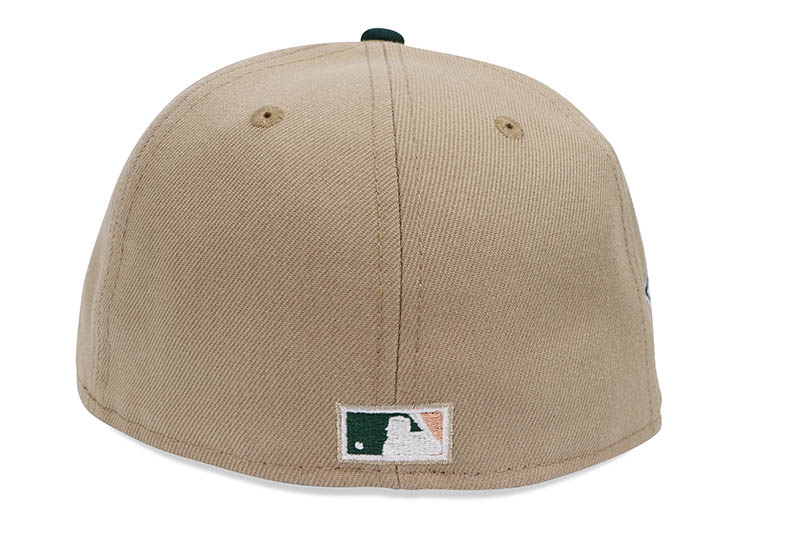 NEW ERA HOUSTON ASTROS 59FIFTY FITTED CAP (25TH ANNIVERSARY SIDE PATCH/PEACH UNDER VISOR/CAMEL DARK GREEN)