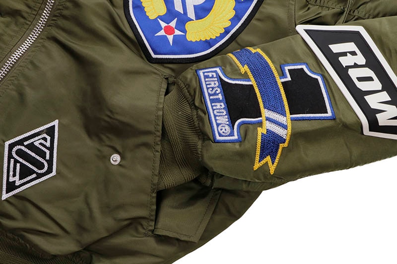 【Strivers Row】パッチワークミリタリージャケット FIRST ROW FORCE MULTI PATCHES MA-1 JACKET (FRJ4010:OLIVE